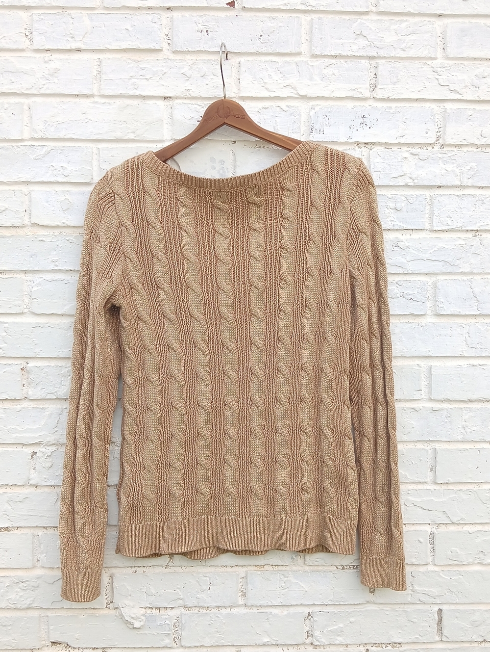 Lauren Ralph Lauren Black Label Cable Knit Boatneck Metallic Sweater - Picture 6 of 6